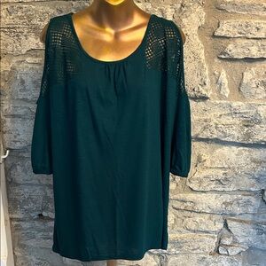 Teal Cold Shoulder Top